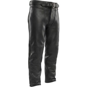 Hot Leathers Mens Black Leather Motorcycle Chaps Braided Trim Biker Gear Size M